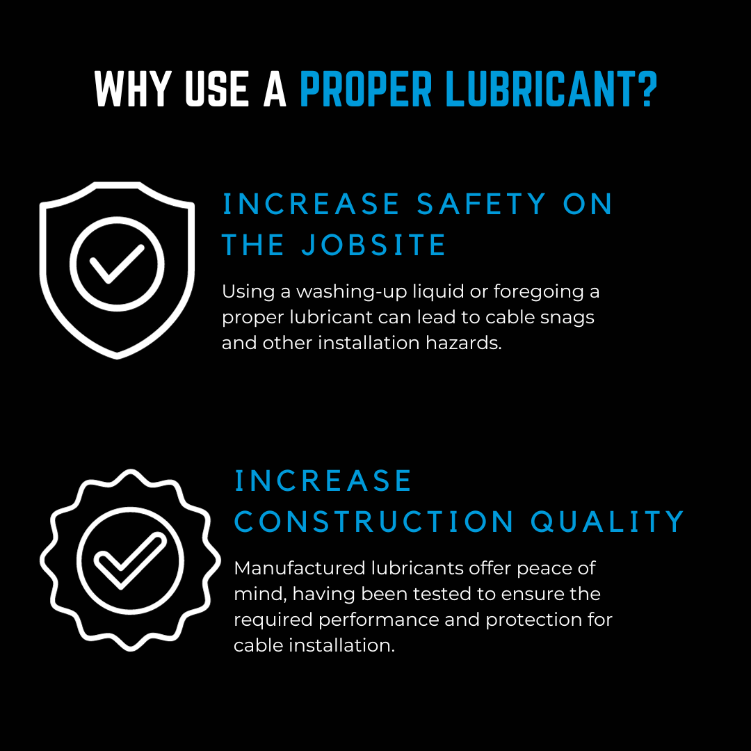 Graphic featuring the benefits of using a proper lubricant in construction projects