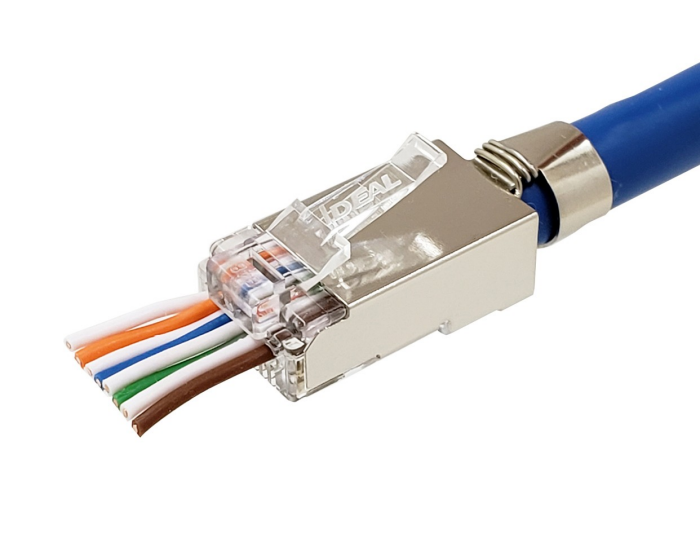 Cat6a/6/5e shielded RJ45 feed-thru (feed through) modular plug IDEAL Europe-EMEA