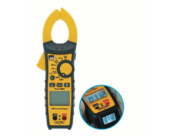 61-757 front display IDEAL Clamp Meter